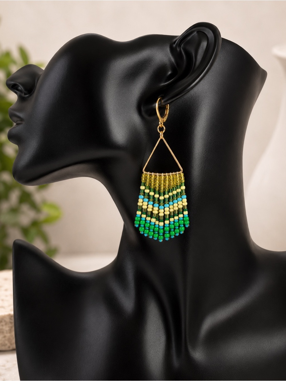Colorful Beaded Fringe Earrings